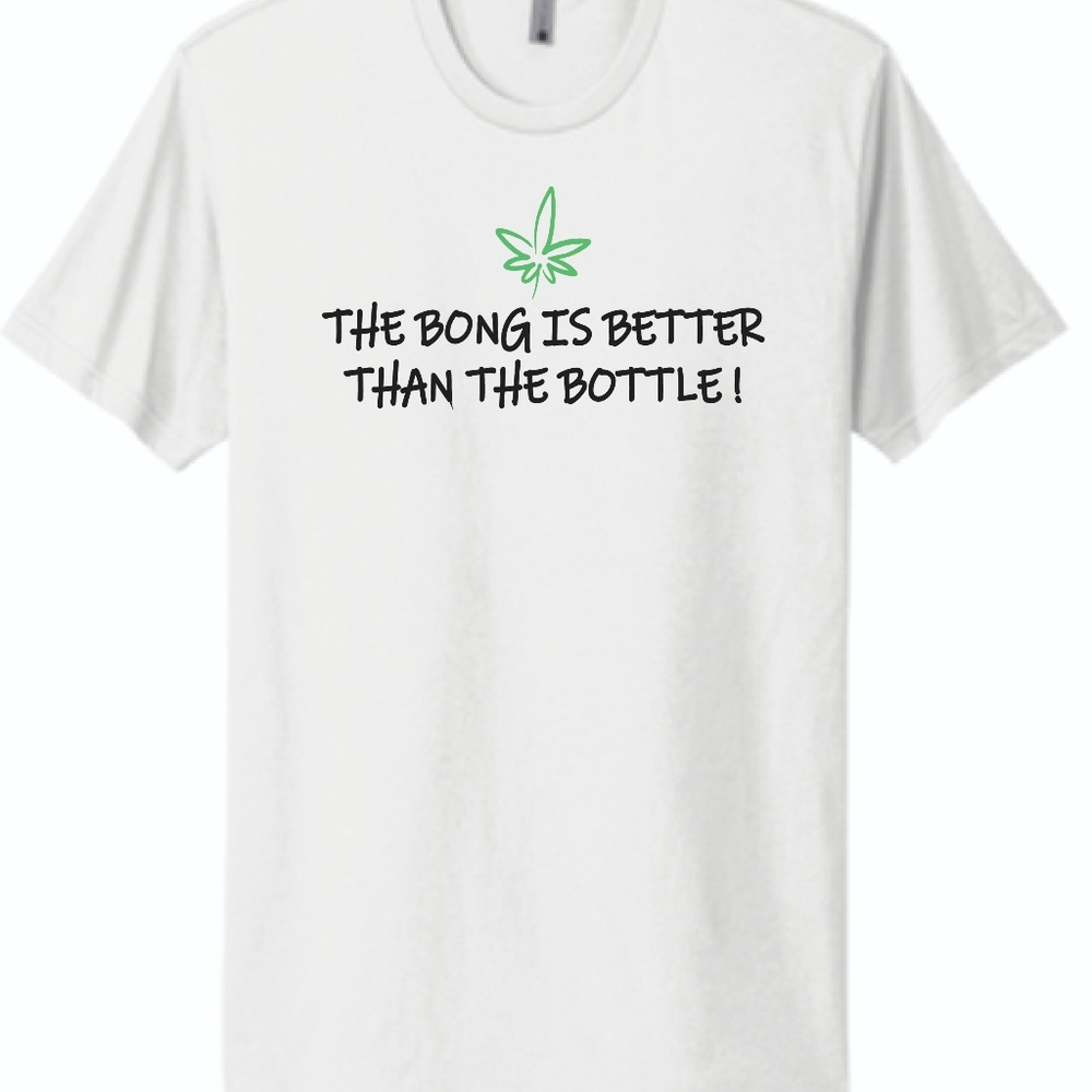 Graphic Tee - White with Green Leaf Design